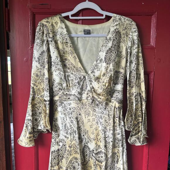VTG Y2K 2000s Satin Paisley Metallic Midi Dress Sz 12 Fairy Lorelai Gilmore Alt - Picture 3 of 9